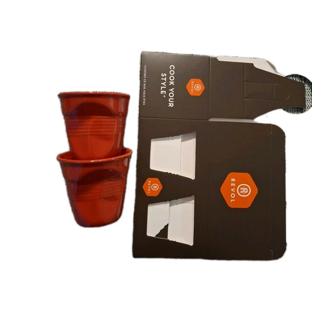 Tasse à Café Revol Froissée - Rouge Rayure Blanche - 7cm - État D'Expo