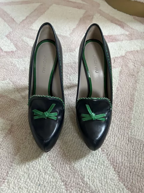 Jason Wu Navy Heels With Green Bows Size 40