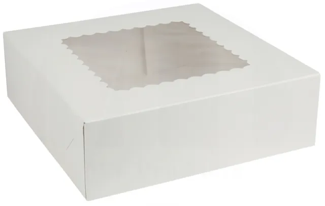 MT Products 8" x 8"  x 2 1/2" Bakery Box White Auto-Popup  - Pack of 10