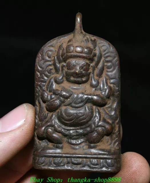 Antique Old Tibet Buddhism Bronze Mahakala Wrathful Deity Buddha Amulet Pendant