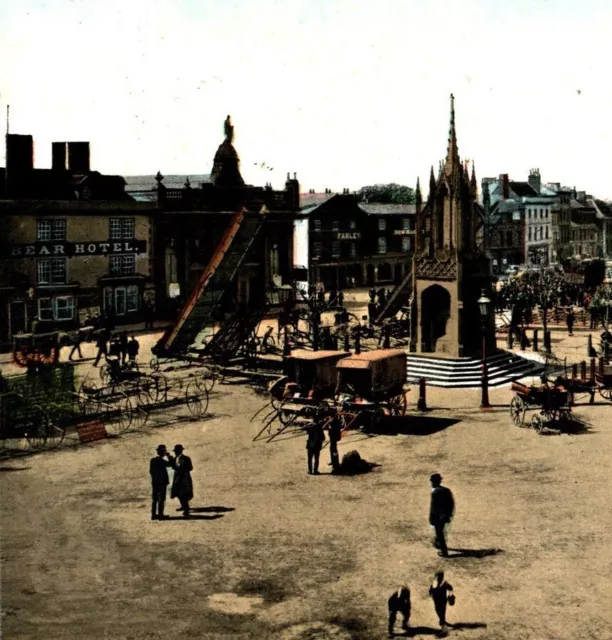 Postcard Market Devizes Wiltshire social history street view birds eye c1910 #54