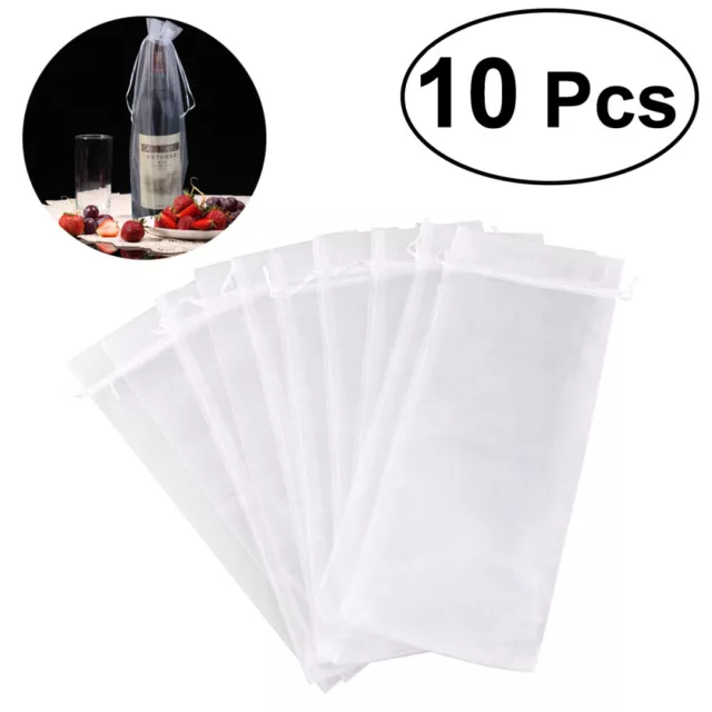 10Pcs Sheer wine bottle bags for gifts Cover Home Party Wedding Decor