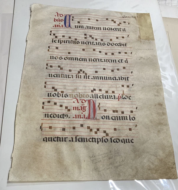 Double Sided 1493 Medieval Vellum Handwritten Music Sheets Folio Leaf Latin Double Sided 1493 Medieval Vellum Handwritten Music Sheets Folio Leaf Latin