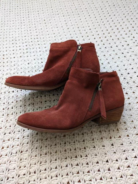 SAM EDELMAN PACKER Ankle Boot Paprika Suede Leather Double Zip Heeled ...