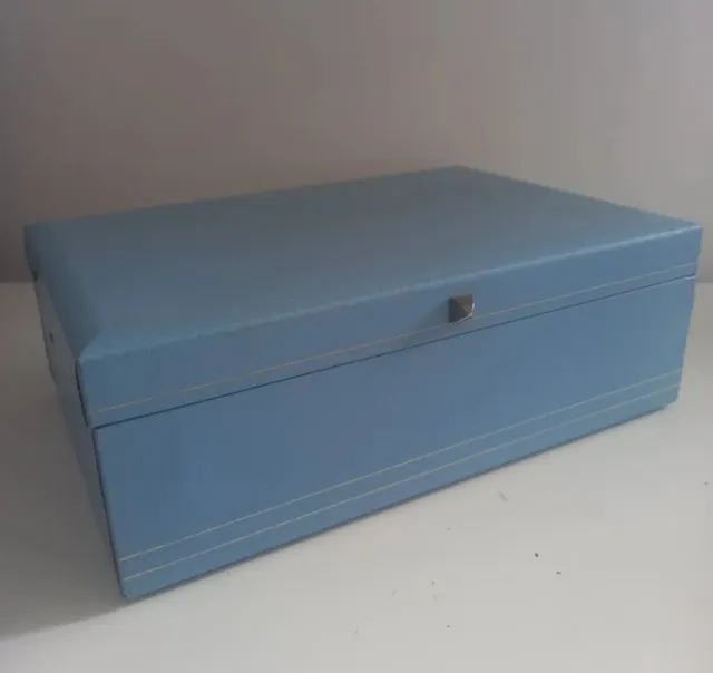 Vintage Design Philipp Of Sweden Blue Jewellery Box 10x7x3.5 Inch Gift  Storage