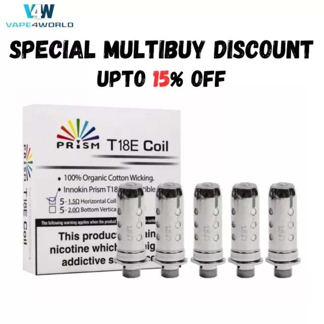 Innokin Endura T18 E Prism Coils 1.5ohm Pack of 5 Replacement 1.5Ω Coil - Prism