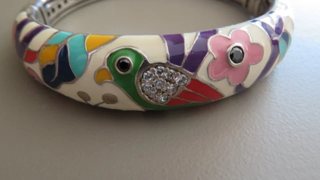 Bracelet Argent émaillé Henri TEGUY Blasons Pays Basque - Modèle 61066, Occasion, Bijou Régional