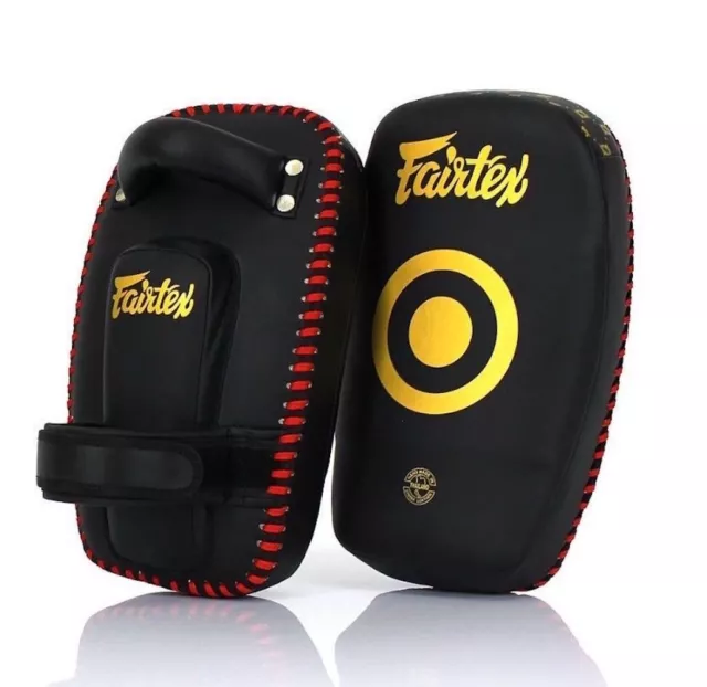 Fairtex Kickboxing Curved Small Lightweight Muay Thai Pads - KPLC6 - Black/Gold