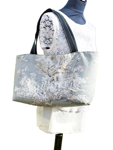 Grand Tote Bag Anokhi 65x42cm - Impression Block Print Indienne Jaune, Rose, Fleurs Et Oiseaux - 100% Coton, Fait Main
