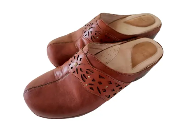 DANSKO Shyanne Women's Brown Leather Clog Shoes Size EU 40