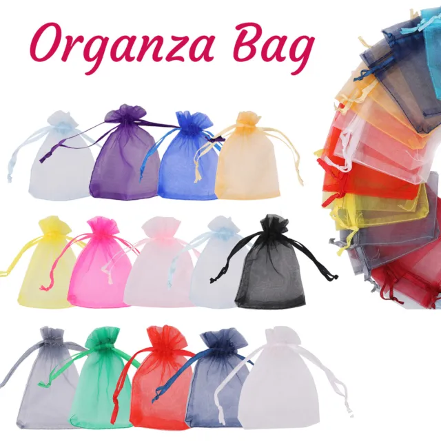 1-50pcs Organza Bags Small Wedding Party Favour Gift Candy Jewellery Pouch Large