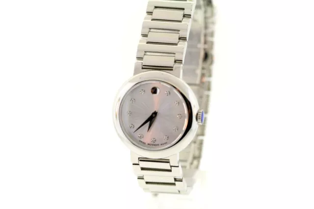 Ladies Movado 0606789 CONCERTO Stainless Steel Silver Dial Diamond Accent Watch