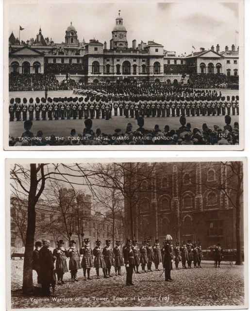 Royaume Uni Lot De 2 Cartes Releve De La Garde Et London Tower 1938 39
