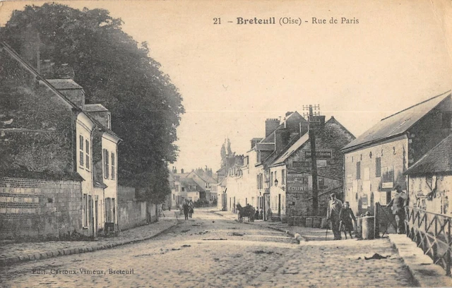 Cpa 60 Breteuil La Rue De Paris