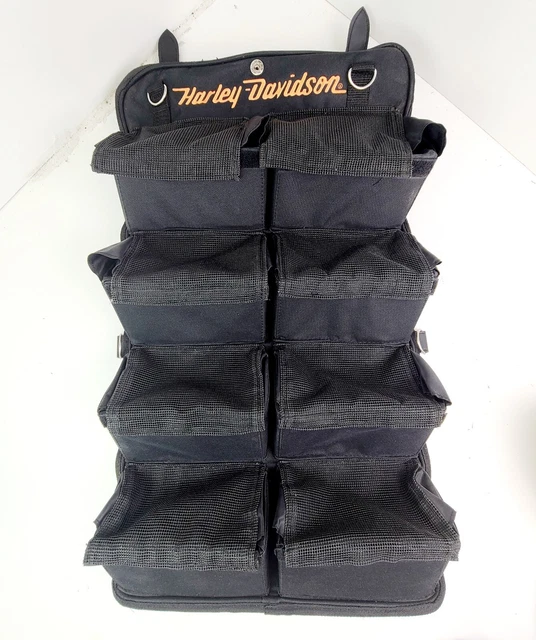 HARLEY-DAVIDSON MOTORCYCLES Black Canvas Storage/Utility Roll Up Bag 8 Pouch