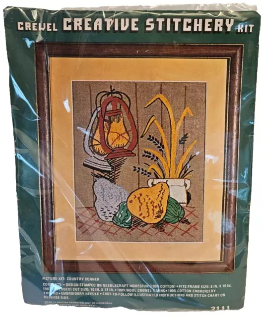 Vintage Crewel Creative Stitchery Kit "Vegetable Basket" 16" x 20" Vogart #5176