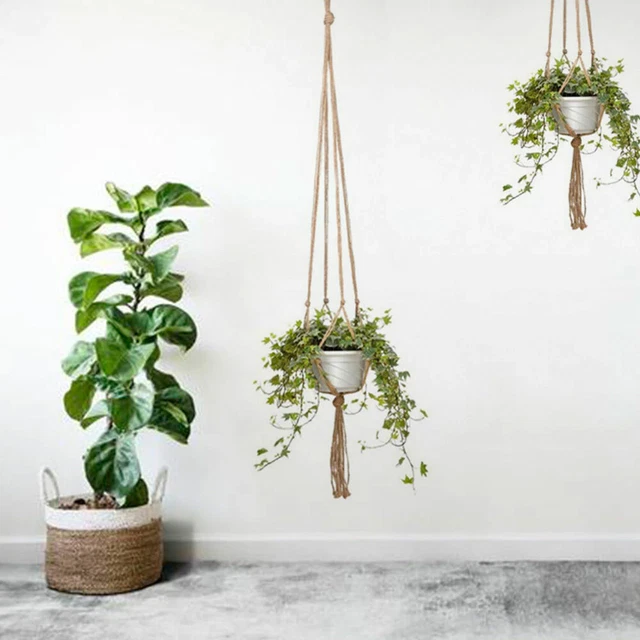 Lot de 2 suspensions pour pots de fleurs suspendus en macramé fait à la main