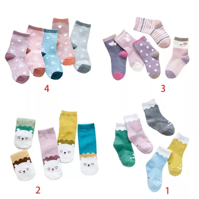 5 Pairs Child Kids Cotton Crew Socks Cute Cartoon Print Novelty Stockings