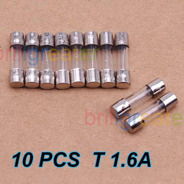 10pcs T1.6A L250V Cartridge GLASS Fuses 5x20mm Slow-Blow*