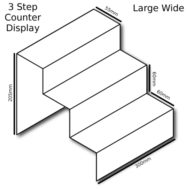 3 Step Tier Clear Black White Acrylic Perspex Retail Counter Display Riser Stand