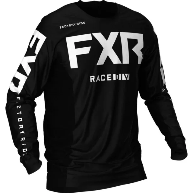 FXR Racing F21 Podium MX Mens Motocross Gear Jersey-Black/White-X-Large