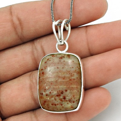 Avoria Cuscino Diaspro Gemma Gioielli 925 Argento Sterling Etnico Ciondolo N12 