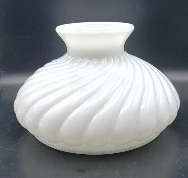 Vintage Aladdin 10" Fitter White Globe Milk Glass Rib Swirl Lamp Shade