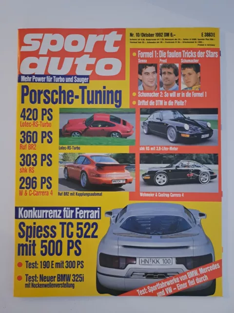 Sportauto sport auto Nr.10 / Oktober 1992   Inhaltsangabe siehe Foto