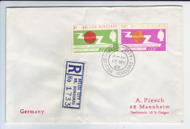 BRITISH HONDURAS  R-Brief  registered cover  lettre recomm. 1965  UIT
