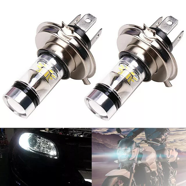 H4 100W 20 LED Ampoule Haut/Bas Faisceau HID 6000K Blanc Phare De Moto