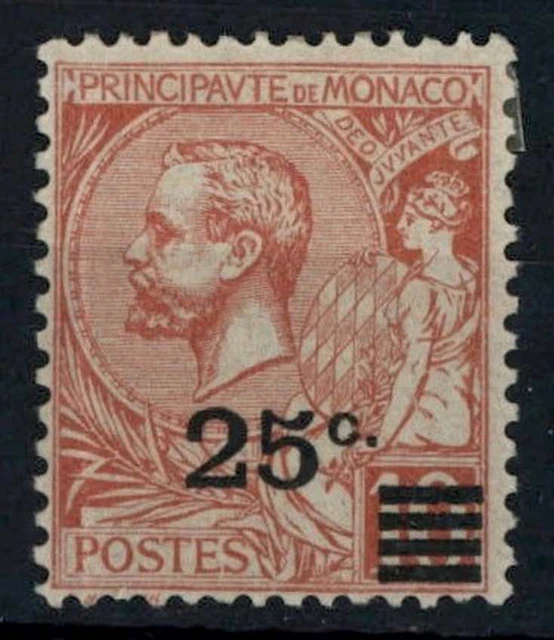 Monaco 1922 SG#52, 25c On 10c Rose-Red MH #F5517