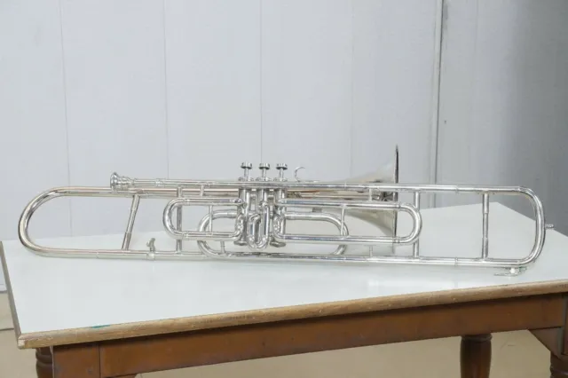 Professional Brass Trombone Bb/f Pitch Instrument Chrome Finish With Hard case