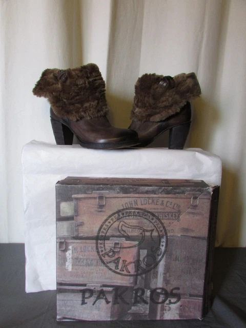 boots/bottines  fourrées pakros cuir marron/bronze et fausse fourrure  41