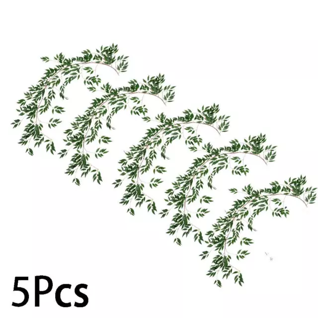 5pcs plante artificielle saule rotin fausses longues vignes brindilles avec feu= 3