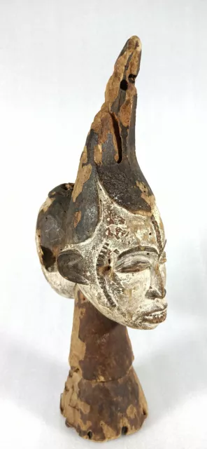 Haut de masque cimier / tête Janus art africain en bois - Tribu Igbo - Nigéria