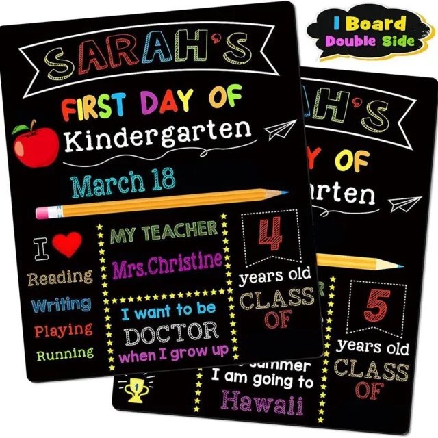 1st Day of School Sign 10"x12" First and Last Day School Board Double-Sided