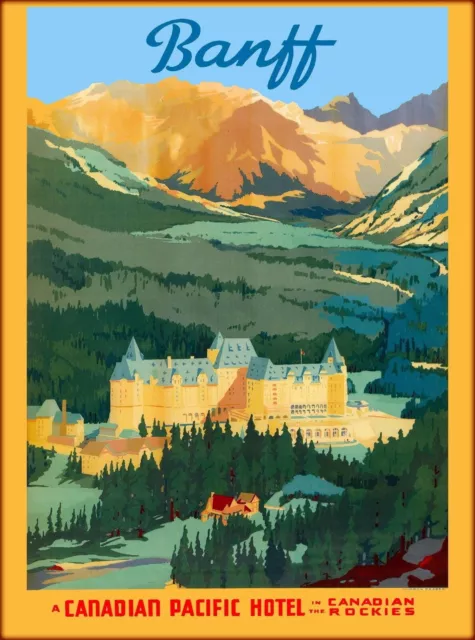 96371 Banff Canadian Pacific Hotel Canada United Wall Print Poster Plakat