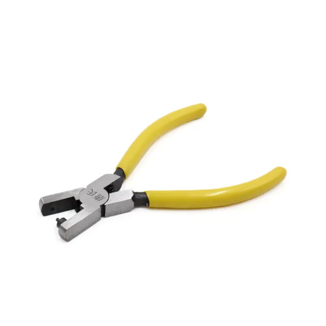 Yellow PVC Handle 2mm Diameter Round Hole Punch Pliers Repairing Tool for Car