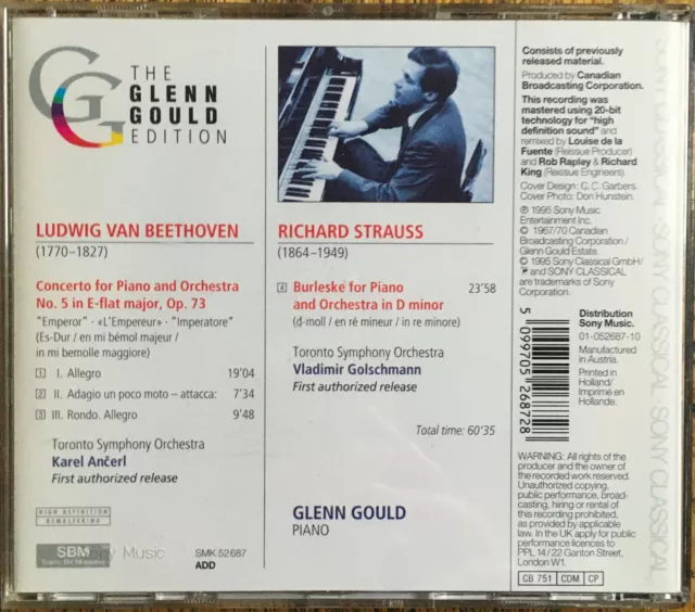 Glenn Gould E.・Vol. 7/5・Beethoven: Piano C. No. 5・Strauss: Burleske・CD 1995・NM! 2