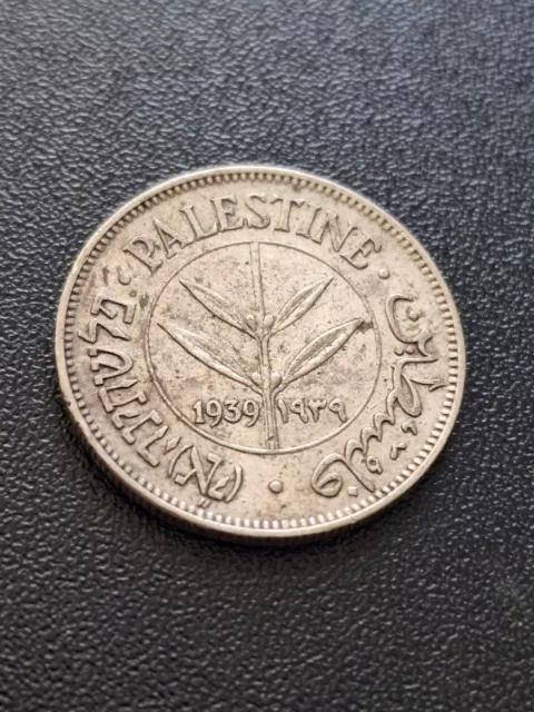 Palestine 1939 50 Mils Silver Coin - Very Fine Condition