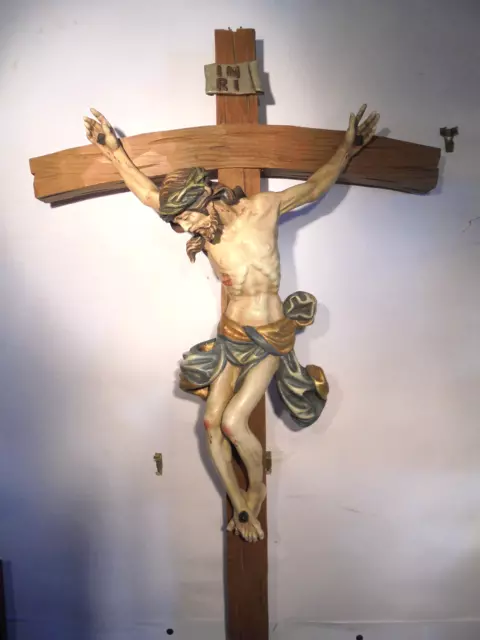 Holzkreuz Mit Jesusfigur Geschnitzt H=88 Cm