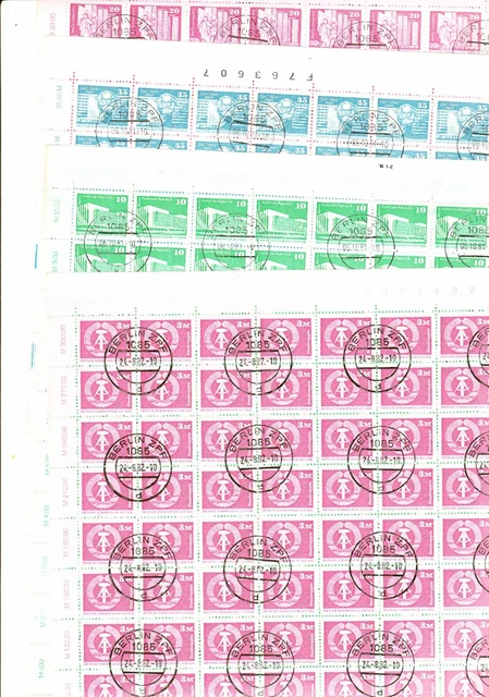 DDR ganzer Bogen, kpl. Bogensatz kleine Dauerserie Bauwerke gestempelt
