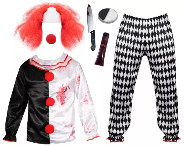 Killer Clown Costume Adults Halloween Fancy Dress Mens Horror Circus Evil Scary