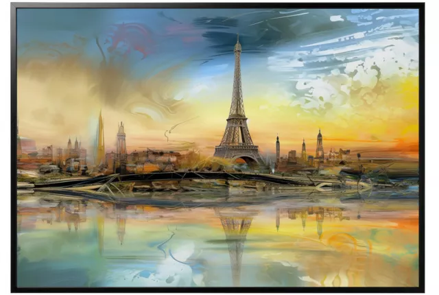 Leinwand-Bild Aluminiumrahmen Paris Eiffelturm im Stil von Salvador Dali