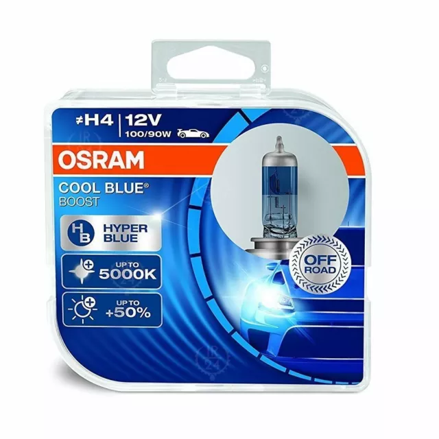 *FRP* COPPIA LAMPADE 5000K COOL BLUE BOOST HYPER H4 12V 100/90W OSRAM lamps