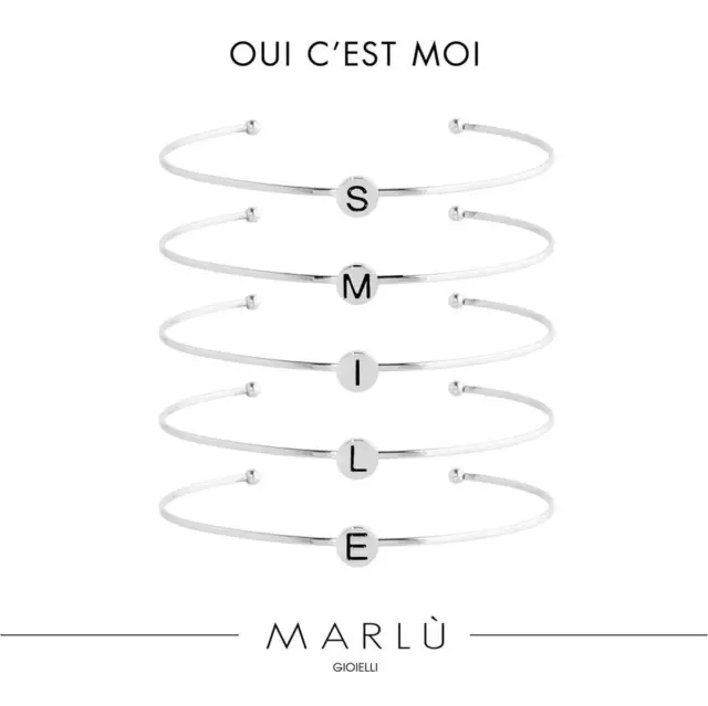 MARLU' bracciale LETTERA  INIZIALE rigido  "Oui c'est moi" originale 18BR068