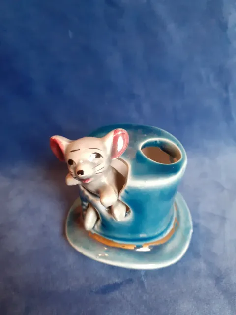 Vintage Japan Napcoware Mouse In a Hat Porcelain Novelty Item Ornament