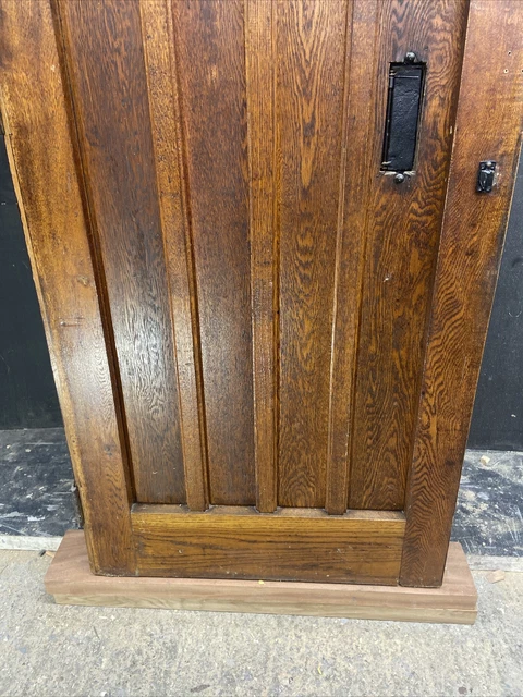 Solid Oak Front Door Arts Crafts Old Period Antique Glass Reclaimed Wood Iron 11