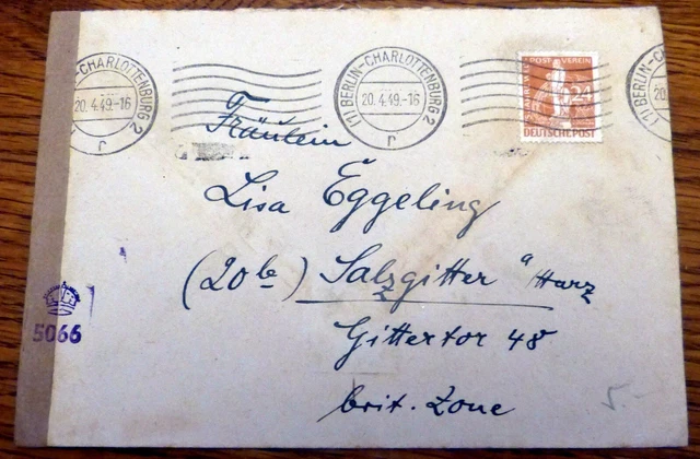 britische Zensur 5066 Brief Berlin Charlottenburg 1949 Salzgitter (558