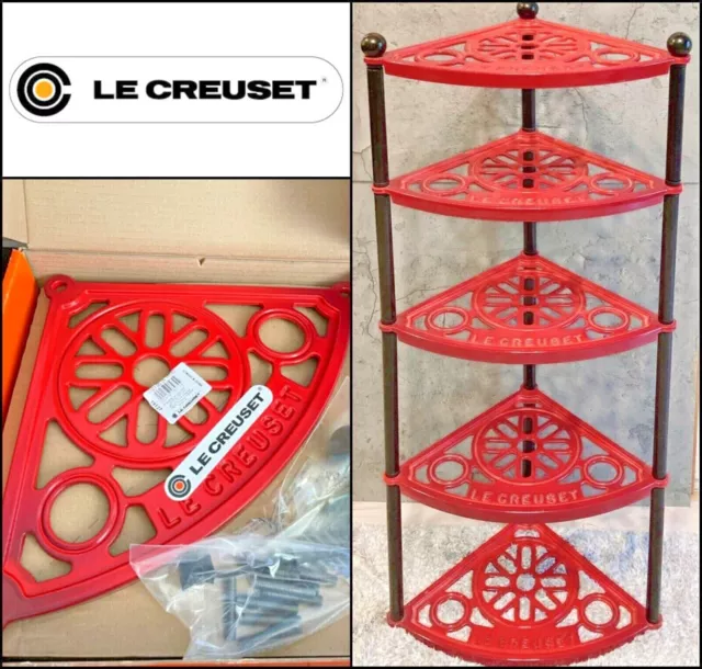 Le Creuset 5 niveaux pot stand cerise rouge fonte émail nouvelle étagère...